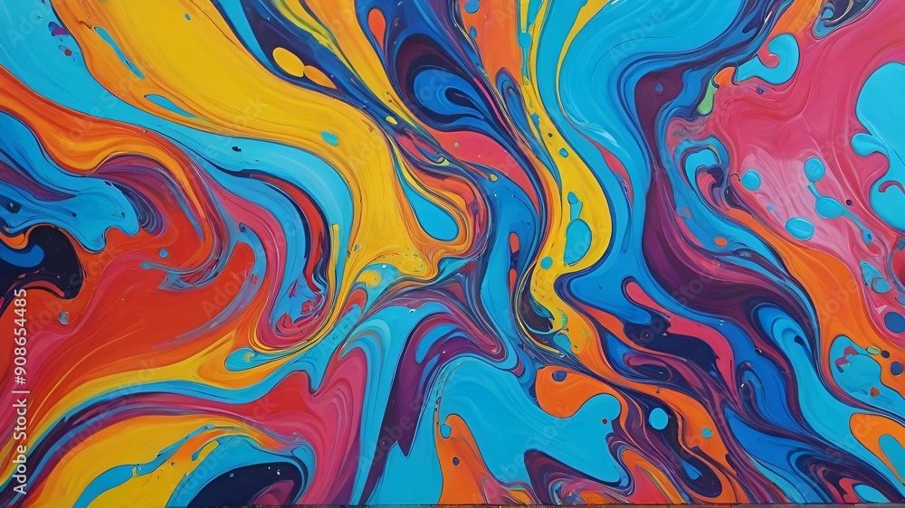 Vibrant Abstract Swirl Painting - Colorful Fluid Art Background Vibrant Abstract Swirl Painting - Colorful Fluid Art Background