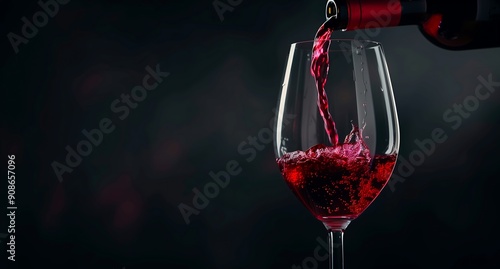 The moment a rich, deep ruby red wine is poured into a delicate glass, it invites peace of mind.Generative AI.深くルビー色の豊かな赤ワインが繊細なグラスへ注がれる瞬間、安らぎを誘う。Generative AI.