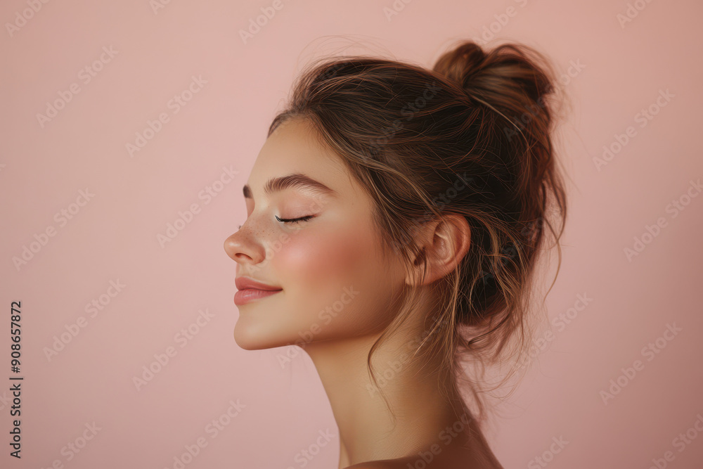 A close up of a girl's face with her eyes closed A close up of a girl's face with her eyes closed