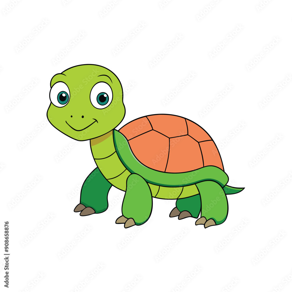 Fototapeta premium Adorable Turtle Cartoon Clipart Vector Illustration