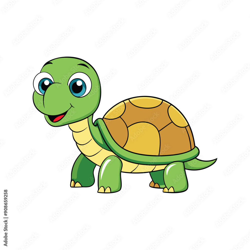 Fototapeta premium Adorable Turtle Cartoon Clipart Vector Illustration
