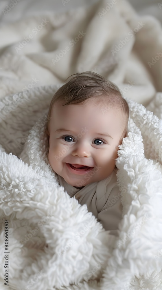 Cute smiling baby in a blanket Cute smiling baby in a blanket