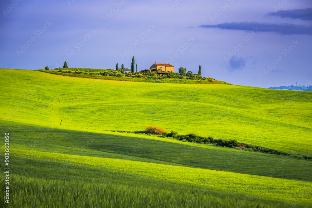 Val d'Orcia, Italy. Tuscany landscape, picturesque rolling hills and countryside charm.