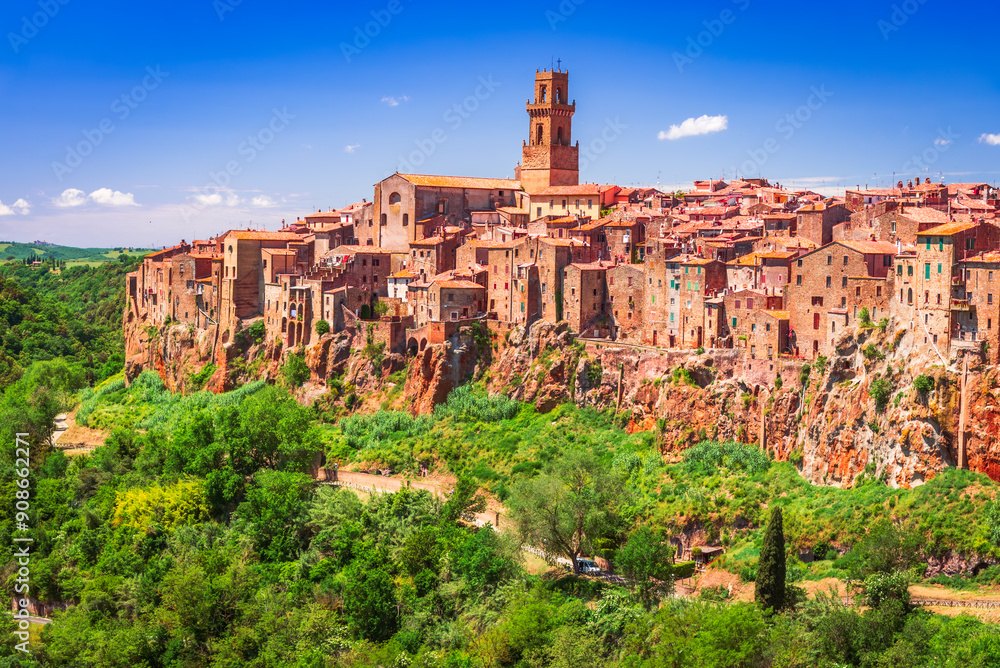 Pitigliano, Italy. Beautiful ancient city over tufa cliffside in southern Tuscany, Italy.