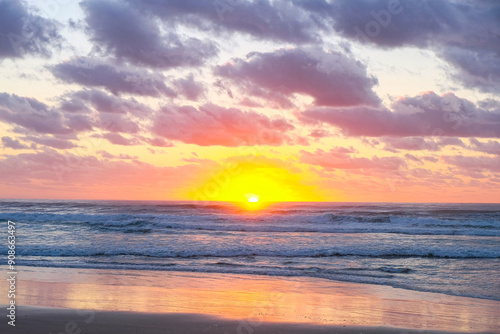 Sunset sunrise over the horizon, Fraser island, Queensland, Australia  photo