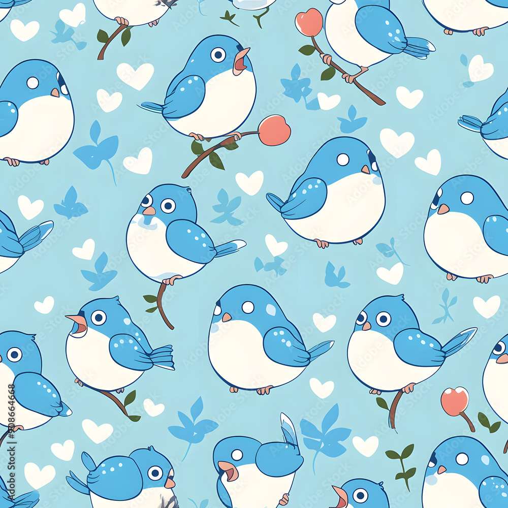 Cute cartoon bird seamless pattern background. Cute cartoon bird seamless pattern background.