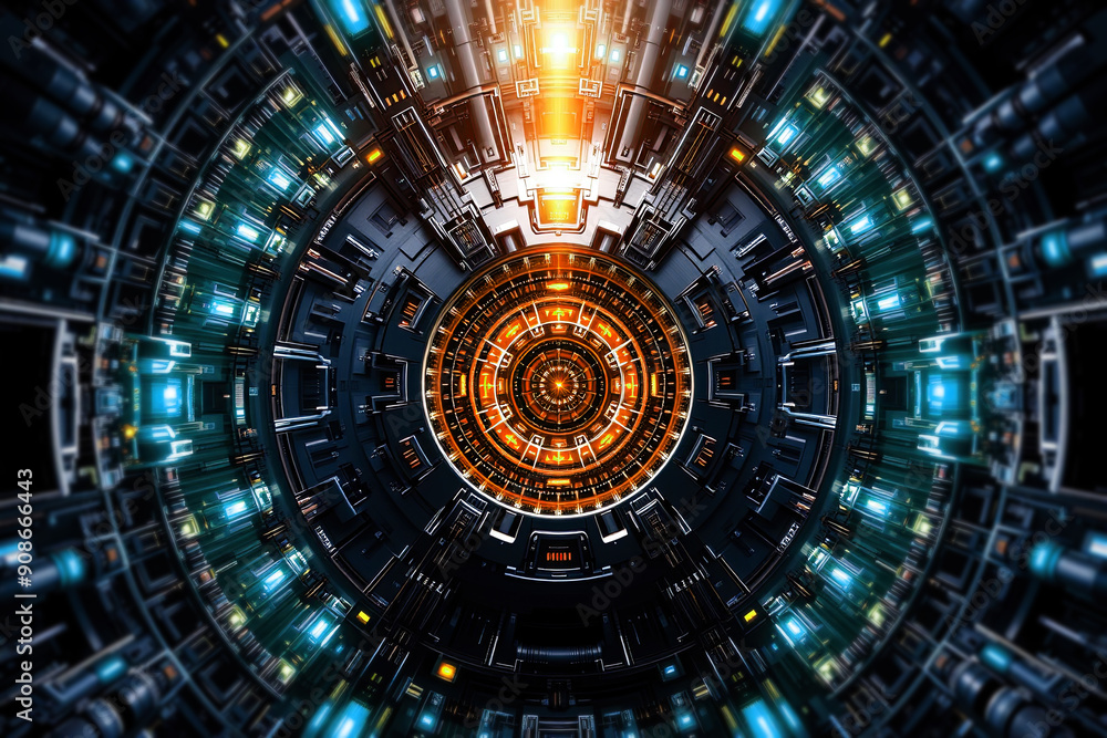 A hyper-realistic CGI render of a fusion reactor core, with plasma containment fields and intricate engineering details A hyper-realistic CGI render of a fusion reactor core, with plasma containment fields and intricate engineering details
