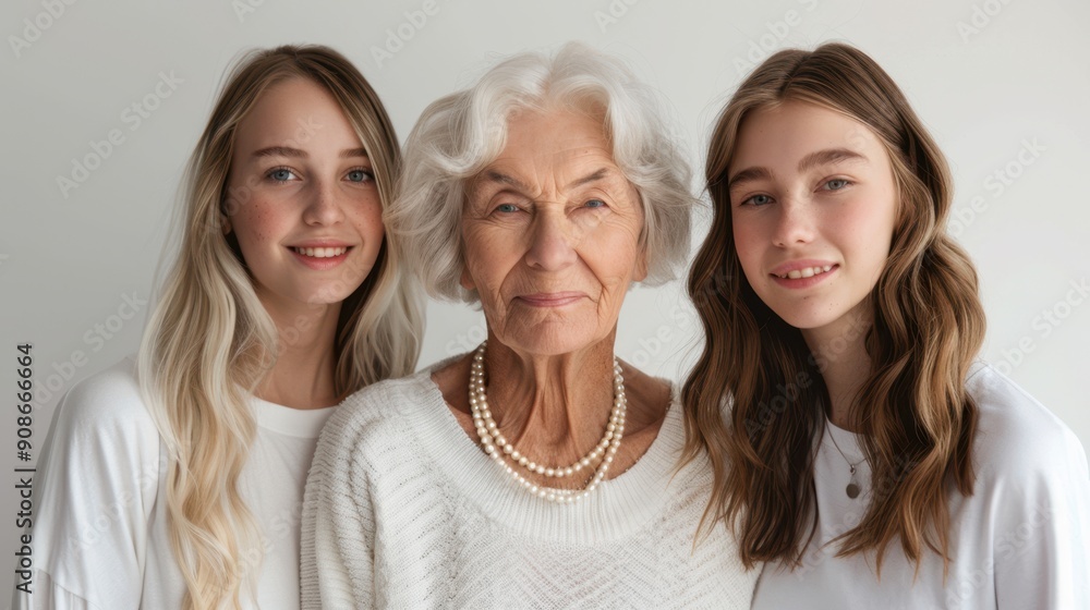 The grandmother and granddaughters The grandmother and granddaughters