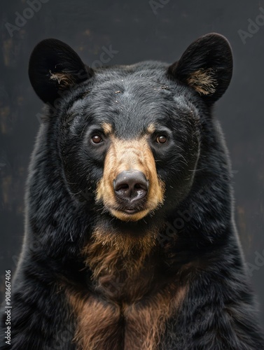 Detailed Portrait of an Asian Black Bear with Expressive Eyes