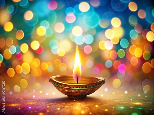 Oil lamp decoration in happy Diwali festival. dark background photo