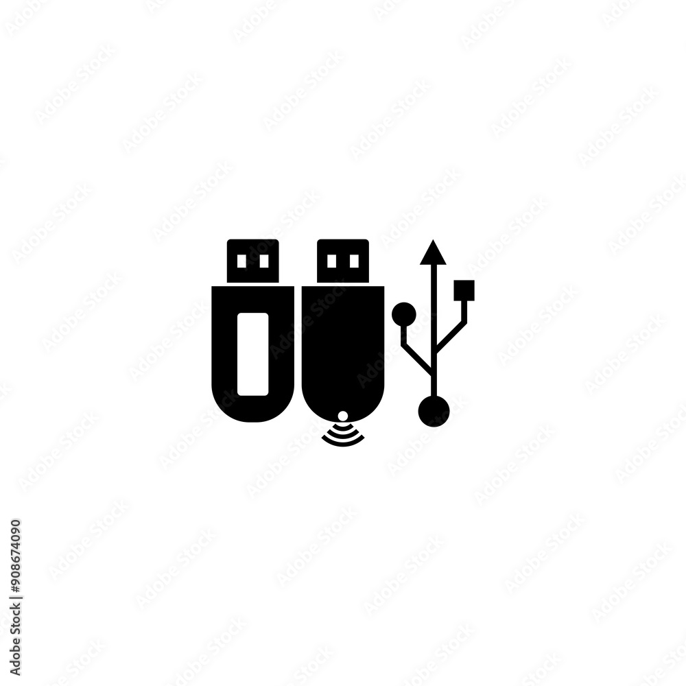 USB icon isolated on transparent background USB icon isolated on transparent background