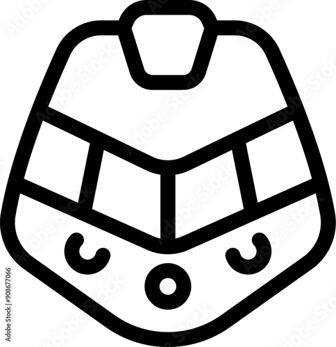 Simple black line art icon representing the front of a modern high speed train arriving at a station
