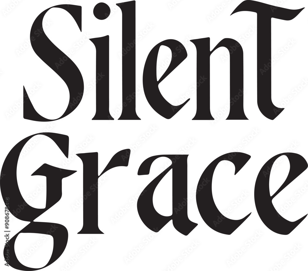 Silent Grace typography, silhouette vector art illustration Silent Grace typography, silhouette vector art illustration