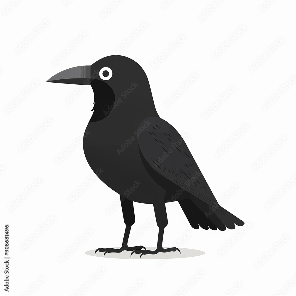 Fototapeta premium Crow Scandinavian Minimalism animal fashion cartoon isolated whitebackground 16:9