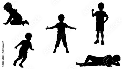 Stylish silhouette set of children