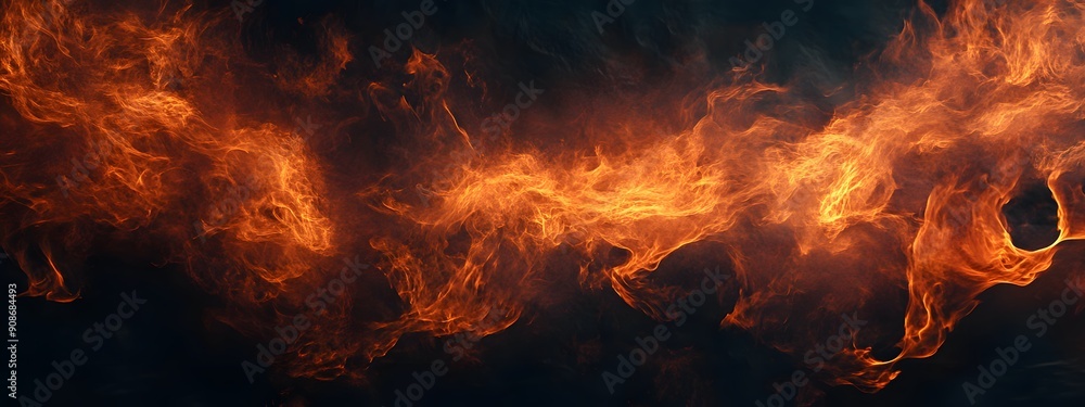 A fiery flame texture background, warm orange and yellow tones, with high contrast and blurred flames swirling in the air