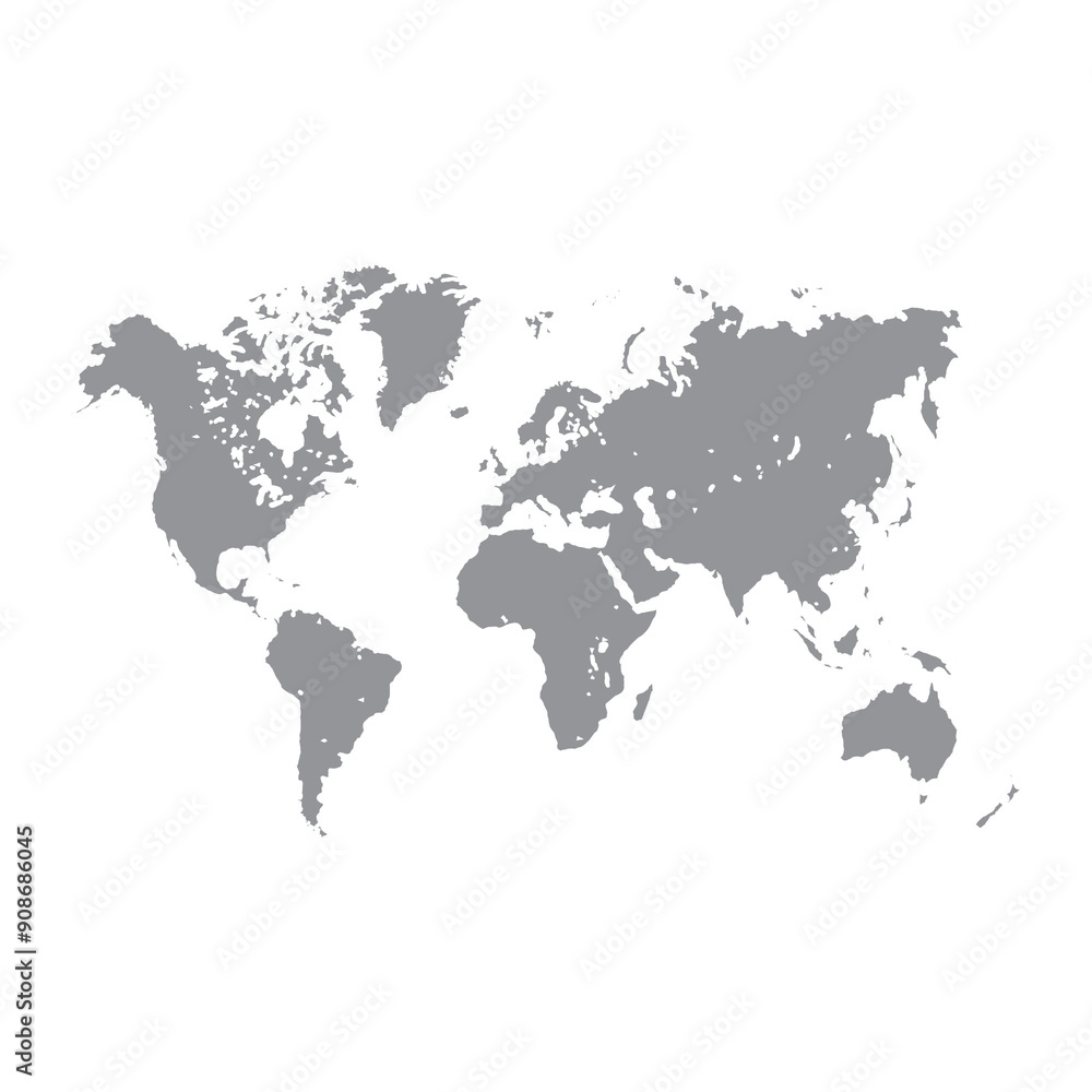 Naklejka premium World Map grey color Background quality files png Art & Illustration