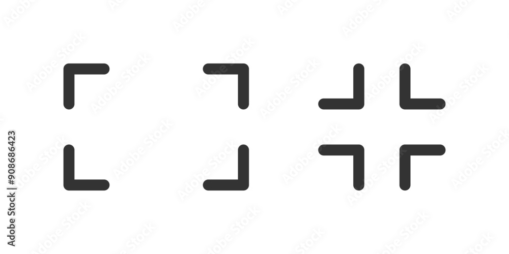 Fototapeta premium Full screen and exit isolated black buttons on white background. UI elements. Vector icons in flat style