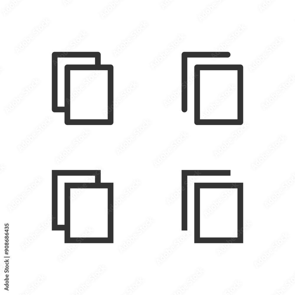 Copy outlined isolated button in 2 variations on white background. UI element. Vector icons in flat style Copy outlined isolated button in 2 variations on white background. UI element. Vector icons in flat style