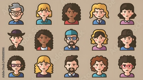 Wallpaper Mural A set of people icons in a trendy flat design style. Persons symbol infographics website design Torontodigital.ca