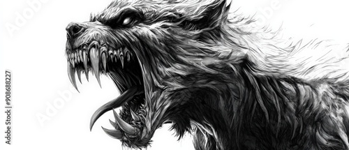 Wallpaper Mural A fierce, howling creature with striking features and intense texture, perfect for depicting power and primal instincts. Torontodigital.ca