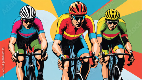 Wallpaper Mural illustration of a bicycle racing athlete made in vector style Torontodigital.ca