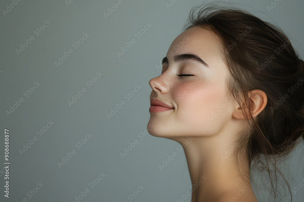A close up of a girl's face with her eyes closed A close up of a girl's face with her eyes closed