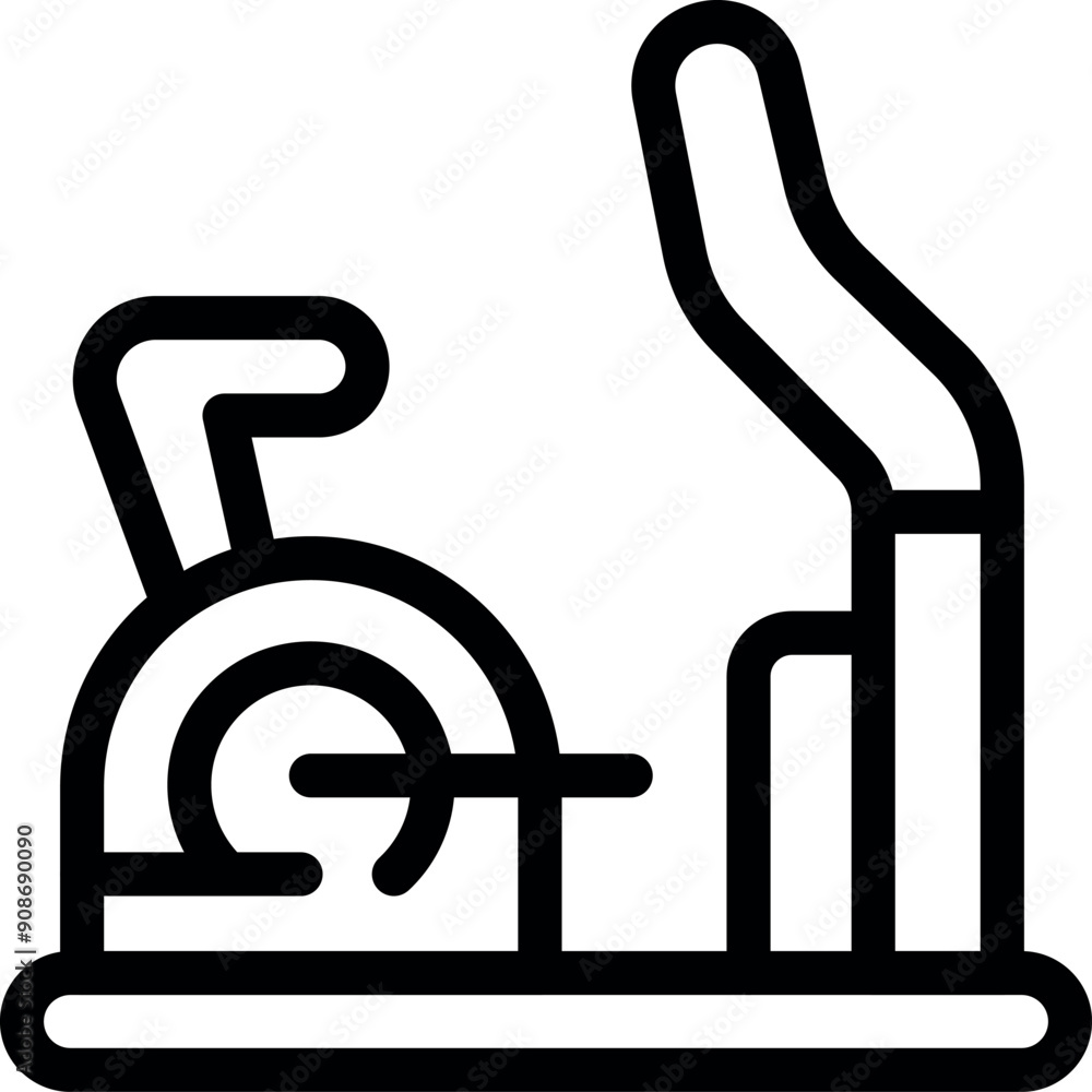 Line icon of a stationary exercise bike, perfect for representing home workouts and healthy lifestyle Line icon of a stationary exercise bike, perfect for representing home workouts and healthy lifestyle