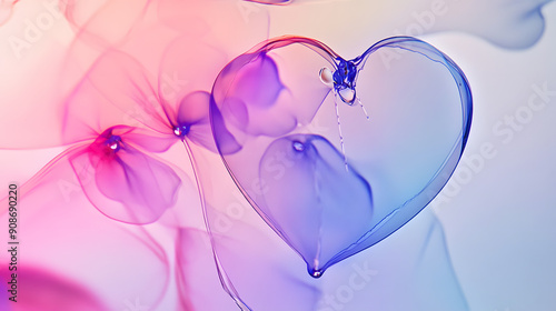 Ephemeral gossamer heart floating effortlessly in a serene, dreamlike space.