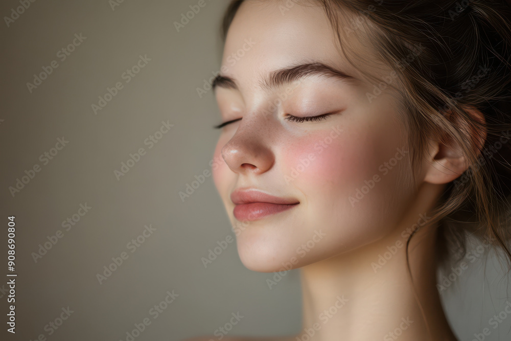 A close up of a girl's face with her eyes closed A close up of a girl's face with her eyes closed