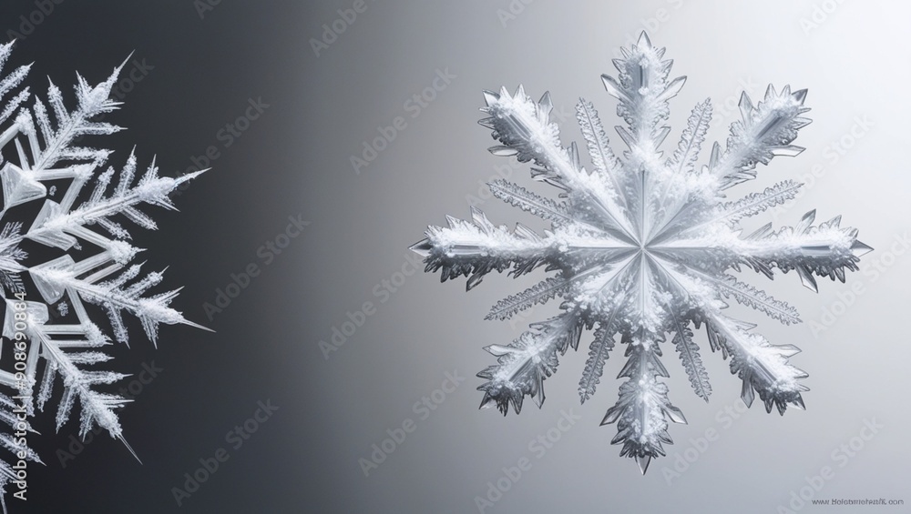 Highly detailed close up shot of a snowflake pattern on a winter season