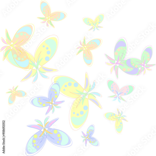 The flying-up watercolor butterflies. Vector illustration