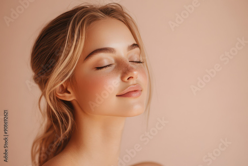 Wallpaper Mural A close up of a girl's face with her eyes closed Torontodigital.ca