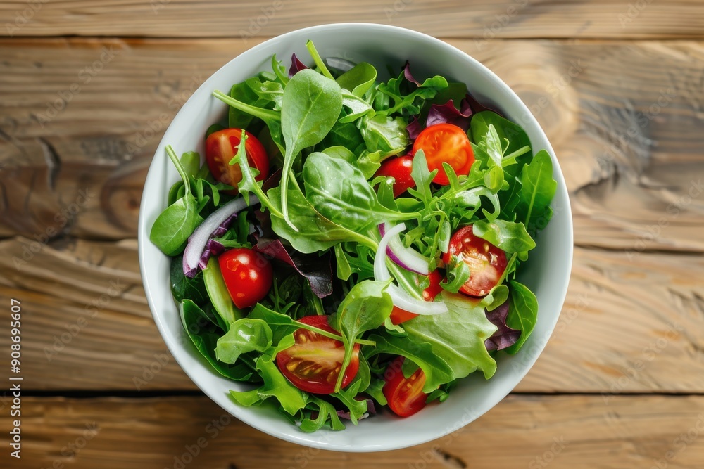 3D render of a healthy salad bowl, mixed greens, high detail, topdown view, realistic style, vibrant colors, wooden table background, fresh ingredients 3D render of a healthy salad bowl, mixed greens, high detail, topdown view, realistic style, vibrant colors, wooden table background, fresh ingredients