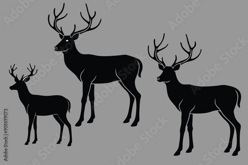 set of deer silhouettes