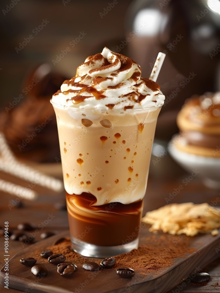 Delightful Chilled Coffee Frappe with Whipped Cream and Chocolate Topping Delightful Chilled Coffee Frappe with Whipped Cream and Chocolate Topping