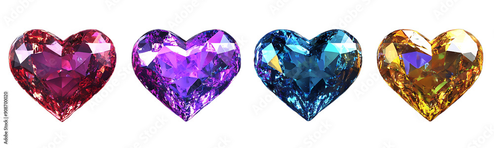 Beautiful Realistic Heart Shape Crystals Collection Beautiful Realistic Heart Shape Crystals Collection