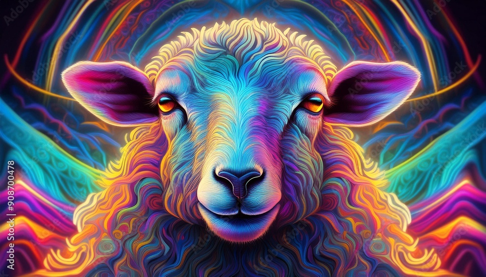 Psychadelic theme Sheeop. Spirit Animal Totem Psychadelic theme Sheeop. Spirit Animal Totem