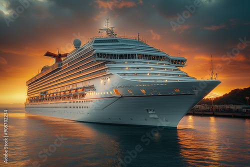 Cruise liner sunset