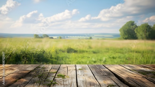 Wooden Platform Overlooking Lush Meadow