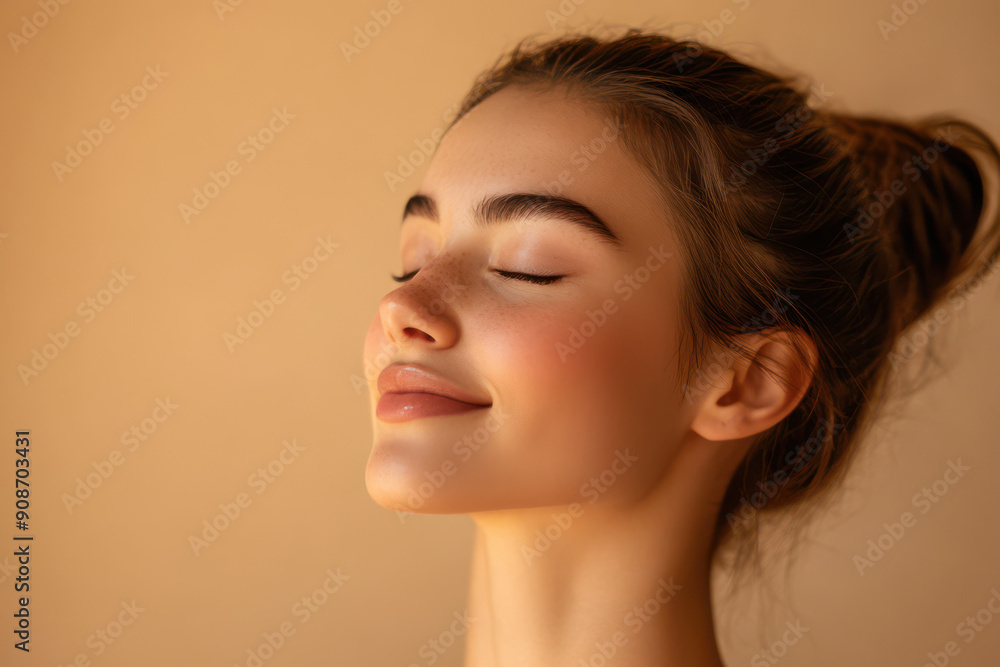A close up of a girl's face with her eyes closed A close up of a girl's face with her eyes closed