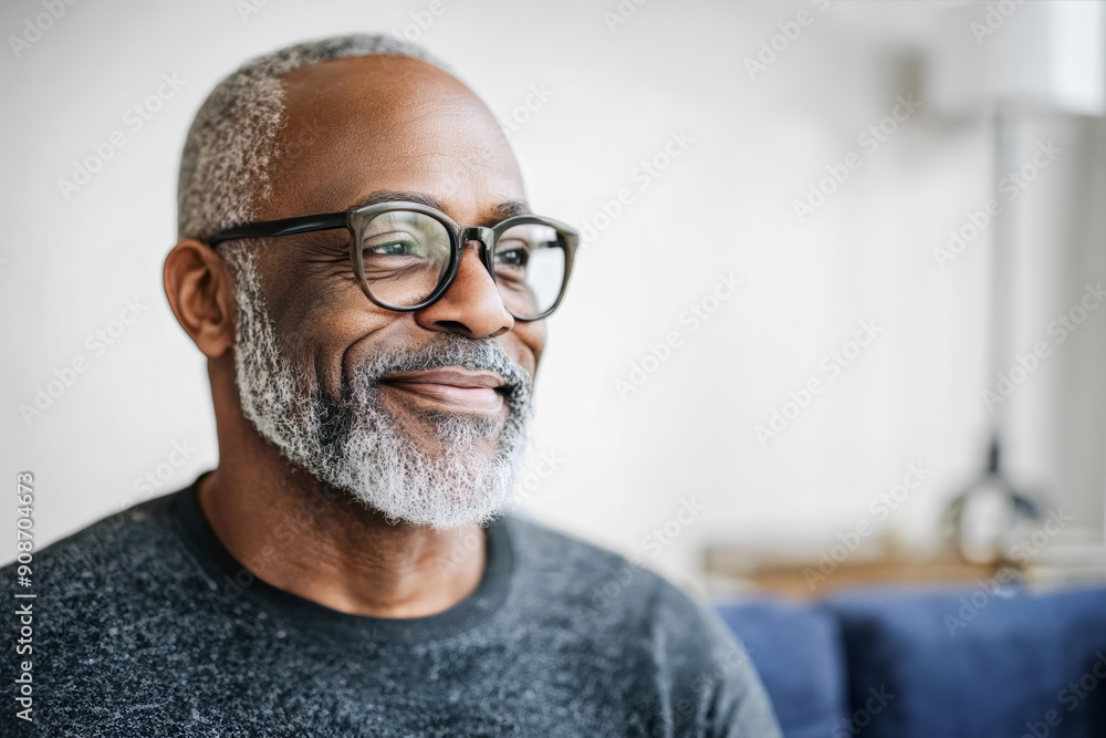 Headshot portrait of an African-American senior man in his 60's wearing glasses. Headshot portrait of an African-American senior man in his 60's wearing glasses.