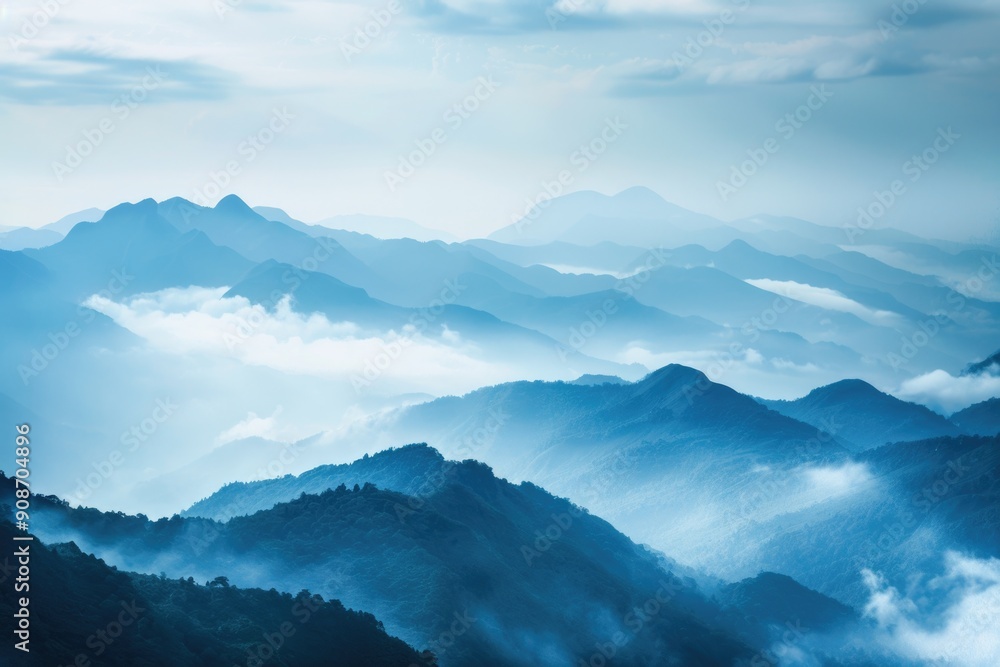 Fog Mountains. Scenic Mountain View in Misty Weather over Remote Landscape Fog Mountains. Scenic Mountain View in Misty Weather over Remote Landscape