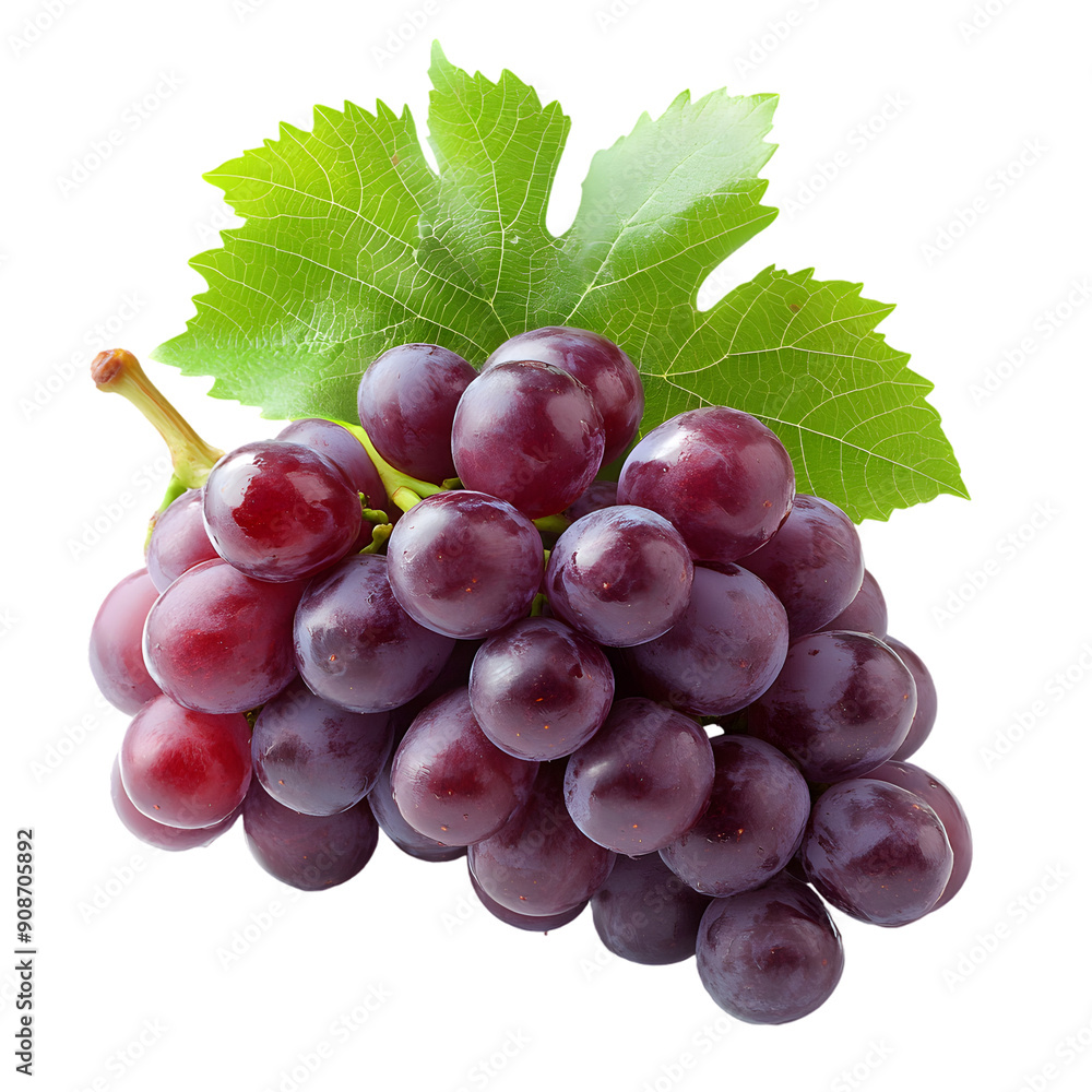 Fototapeta premium bunch of fresh red grapes isolated on transparent background