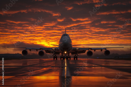 Jumbo jet sunset