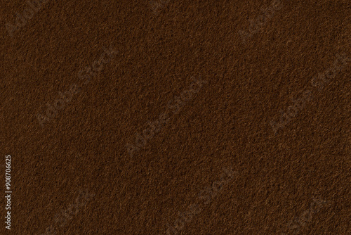 Close up image of felt texture background fabric material illustration wallpaper dark brown color