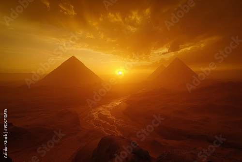 Pyramids egypt sunset