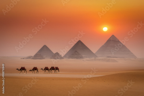 Pyramids sunset