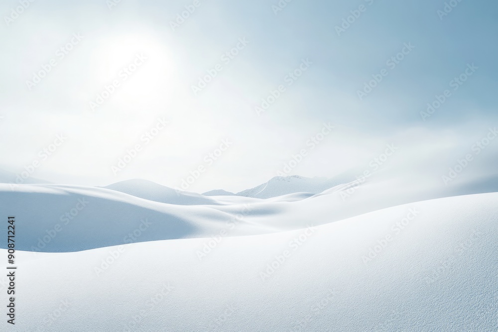 White minimalist winter landscape with mountains. White minimalist winter landscape with mountains.