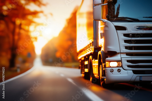 Truck road sunset